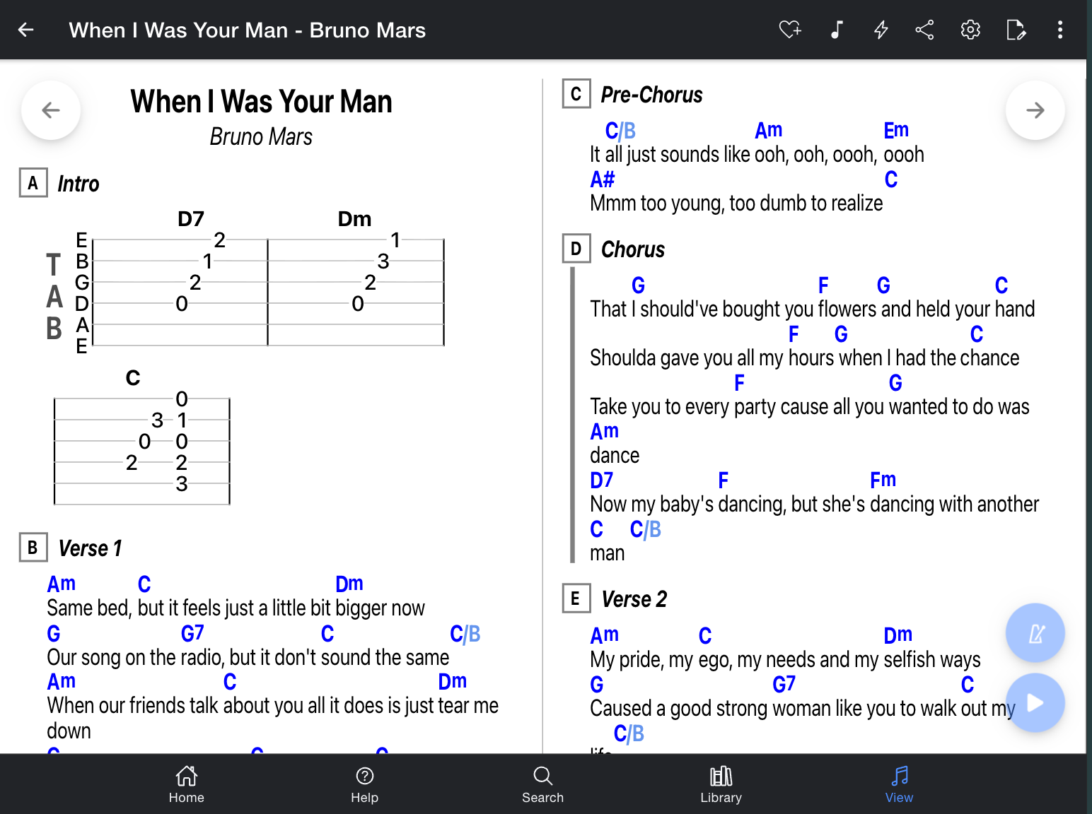 Chords.wiki on iPad